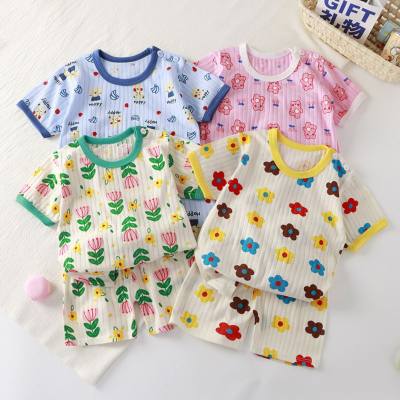 Abito a maniche corte per bambini in puro cotone per ragazze vestiti estivi vestito a due pezzi Coreano abbigliamento per bambini ragazzi T-shirt per bambini vestiti estivi