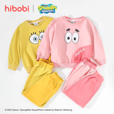 SpongeBob SquarePants × hibobi Suéter de manga larga estampado y pantalones de color sólido