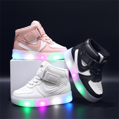 Leuchtende High-Top-Sneaker mit Klettverschluss und Karomuster für Kinder