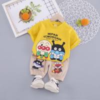New style summer clothes for boys and girls, cartoon short-sleeved suits for 1 to 3 years old, summer baby clothes, handsome and fashionable  Yellow