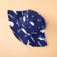 Cappello da pescatore bambino in puro cotone con stampa squalo allover  Blu navy