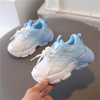 Nouvelles chaussures pour enfants printemps et automne 2023, chaussures de sport pour garçons et filles âgés de 1 à 6 ans, chaussures blanches de couleur dégradée, semelles souples, polyvalentes  Bleu