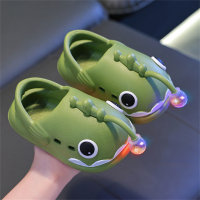 Sandalias y pantuflas infantiles con luz LED y forma de tiburón  Verde