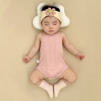 Bebê estilingue roupas de quadril colete de verão macacão de algodão puro fino cor sólida triângulo roupas de quadril bebê menina rastejando roupas  Rosa