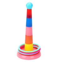 Torre de lanzamiento de aro, juguete para niños de interior y exterior.  Multicolor