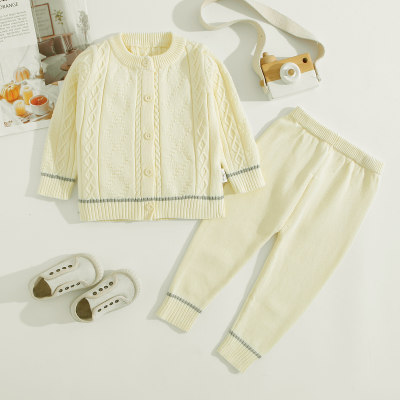 Baby 2 Pieces Solid Color Sweater Cardigan Set