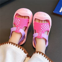 Children's plaid Velcro soft-soled sandals  Purple