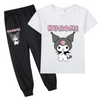 Sanrio Kuromi Kuromi Big Kids Set Camiseta de manga corta para niñas + Pantalones  Blanco