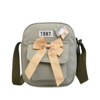 Small fresh canvas bag for women ins preppy style crossbody bag  Green