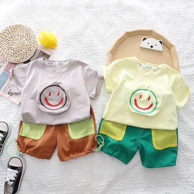 2024 new summer Korean style children's clothing, boys and girls short-sleeved two-piece summer clothing children's suit dropshipping