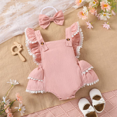 Foreign trade baby clothes, newborn romper, baby girl triangle jumpsuit + headband, Amazon Europe and America cross-border