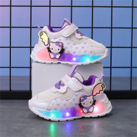 Zapatos para correr transpirables deportivos luminosos con gato de dibujos animados para niños de malla  Púrpura