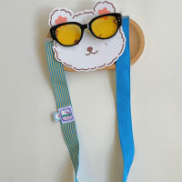 2PCS Cat Eye Sunglasses Fabric Glasses Chain Set Travel Sunshade Sunglasses  Blue