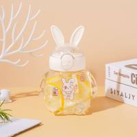 Children's water cup cute rabbit straw cup  White