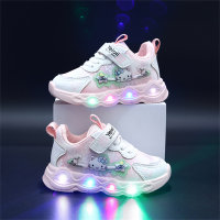 Zapatos deportivos LED con luz de dibujos animados de princesa para niños  Rosado