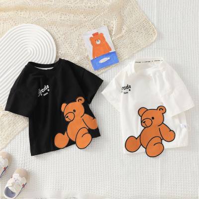 2023 Summer Children's T-shirt Cotton Bear Boys and Girls Baby Half-sleeved Tops Children's Clothing Baby Cartoon Children's Tops