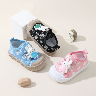 Toddler Girl Allover Printing Bunny Decor Velcro Shoes