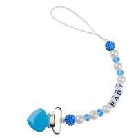 New Clay Crystal Anti-drop Chain Heart Iron Clip Pacifier Clip  Blue