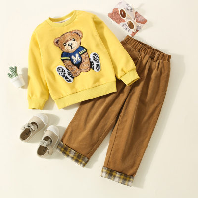 Maglione e pantaloni stampati con orsetto HIBOBI