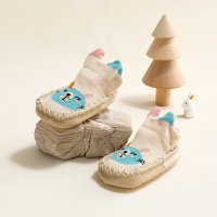 Rutschfeste Baby-Socken aus reiner Baumwolle im Cartoon-Tier-Stil  Beige