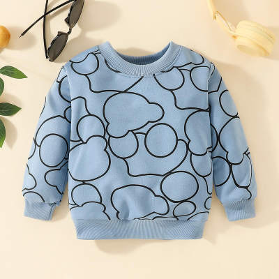 Toddler Boys Solid Bear Print Pullover Sweater