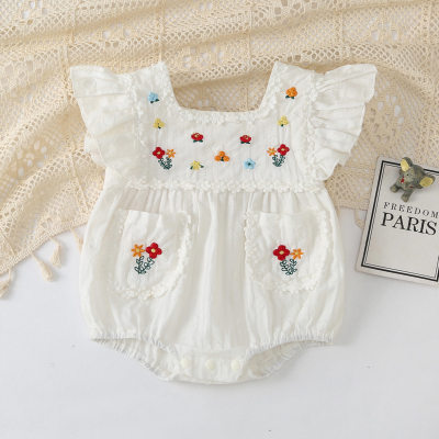Baby summer clothes, newborn clothes, Korean style baby girl jumpsuits, fashionable hundred-day harem clothes, summer sisters' bag fart clothes