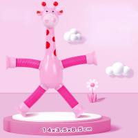 Telescopic tube giraffe toys educational toys  Pink