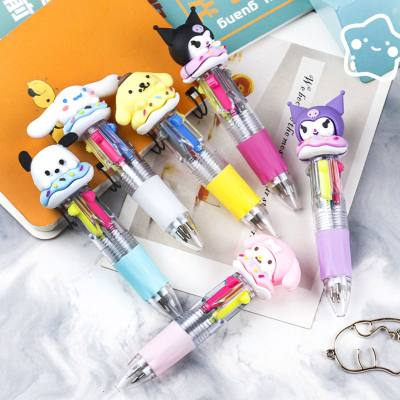 Bolígrafo de cuatro colores con cabeza de muñeca de dibujos animados Sanrio