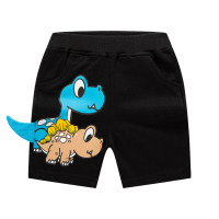 2024 nuevos niños de verano pantalones cortos de dibujos animados tridimensionales pantalones de cinco cuartos para niños fondos de dinosaurio algodón puro moda de una sola pieza envío directo  Negro