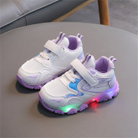 Calzado deportivo infantil con velcro a juego de colores LED.  Púrpura