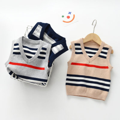 Toddler Boy Striped V-neck Knitted Vest