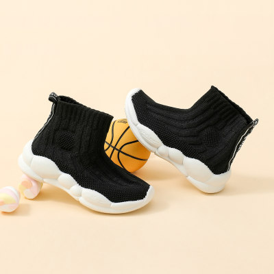 Toddler Solid Color Fly Knit High-top Sneakers