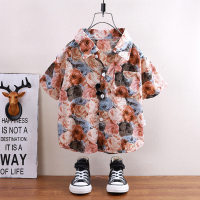 Children's shirts summer short-sleeved boys' tops baby coats children's clothing Hong Kong style casual trend wholesale  Coffee