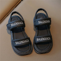 Zapatos de playa informales y versátiles, sandalias de punta abierta simples a la moda de estilo coreano  Negro