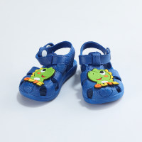 Toddler Solid Color Dinosaur Pattern Hollow Out Velcro Sandals  Blue