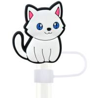Bouchon de paille de chat de dessin animé, bouchon anti-poussière, couvercle de paille en silicone souple de 10mm de diamètre  Multicolore