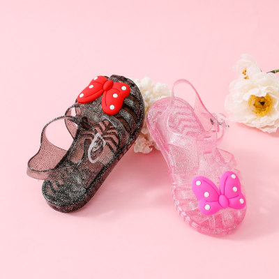 Toddler Girl PVC Bowknot Decor Velcro Sandals