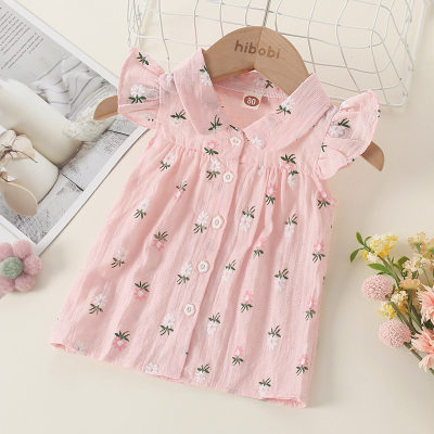 Chemise en coton à fleurs mignonnes et douces pour toute-petite fille