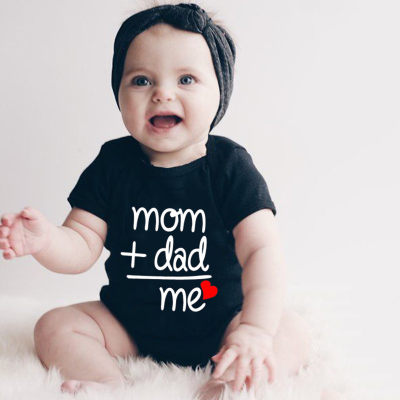 ins aliexpress ebay amazon wish popular mom+dad=me crawl suit triangle jumpsuit hafu baby