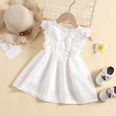 Baby Girl Organza Fabric Lace Decor Dress