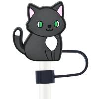 Staubschutzstöpsel für Strohhalmkappe mit Cartoon-Katze, weicher Silikon-Strohhalmüberzug mit 10  Mehrfarbig