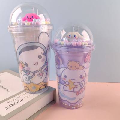 Cute cartoon double-layer summer ice cup