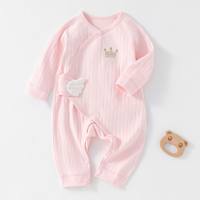 Lace-up baby jumpsuit newborn clothes pure cotton baby underwear pajamas baby clothes butterfly clothes  Pink