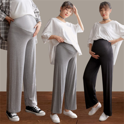 Calças largas para maternidade, plus size, roupa externa feminina, drapeado reto, calças largas para maternidade