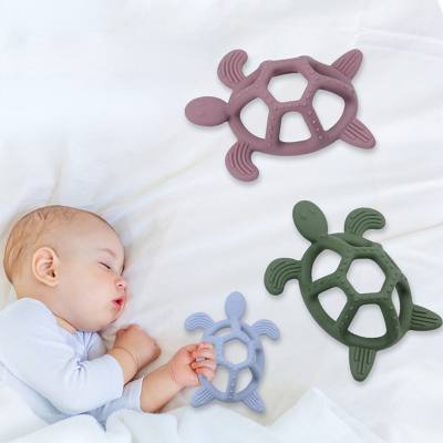 Baby silicone teether Hollow spherical turtle teether toy Anti-sucking baby teething stick