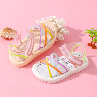 Toddler Girl Color-block Open Toed Velcro Sandals