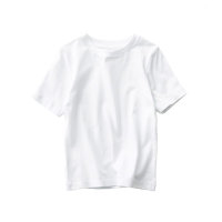 Boys short-sleeved T-shirts Girls children's solid color children's clothing white tops half-sleeved little boy clothes summer bottoming shirt  White