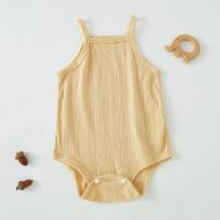 Baby sling hip clothes summer vest romper pure cotton thin solid color triangle hip clothes baby girl crawling clothes  Yellow