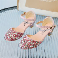 rhinestone princess leather shoes student pearl shoes  Pink