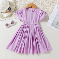 Toddler Girl Eleguard Solid Color A Line Dress - Hibobi
